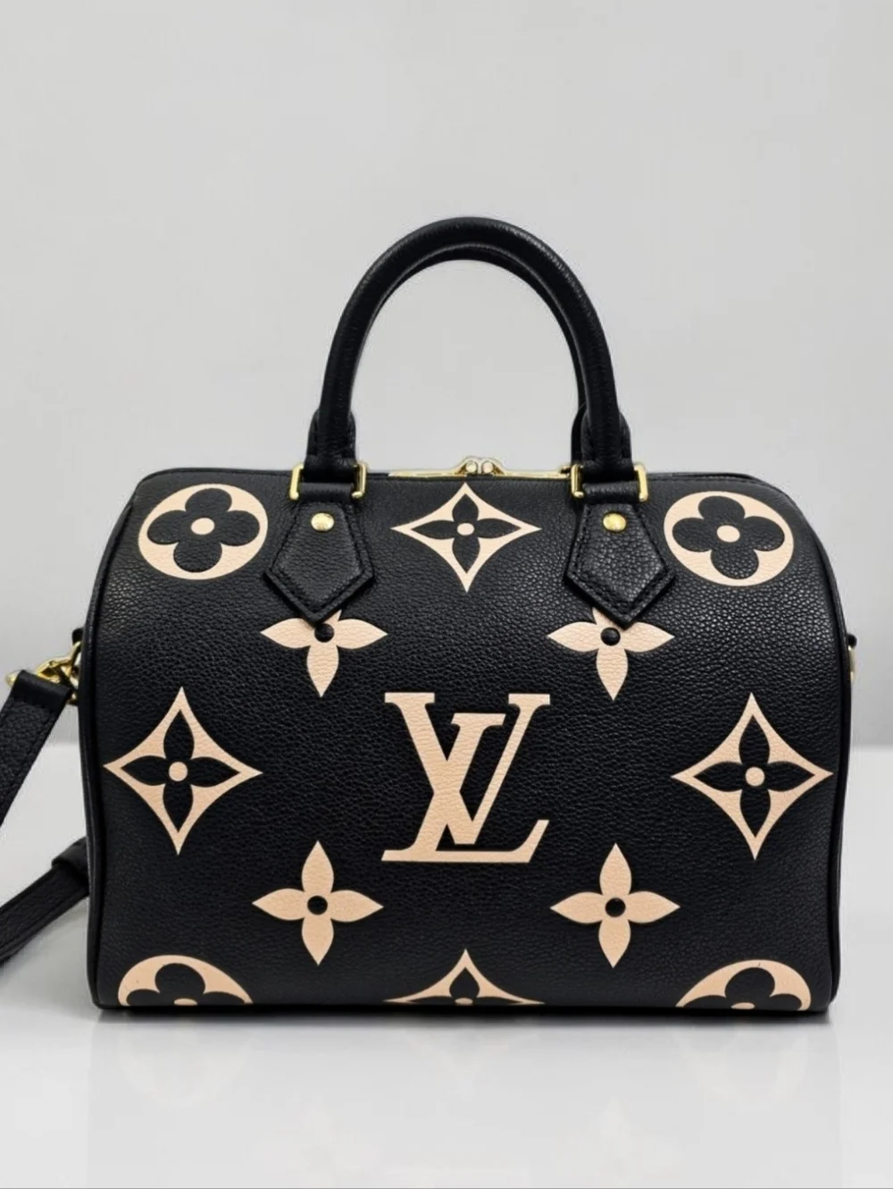 Louis Vuitton Speedy Bandouliere 25 Bicolor Empreinte Black Crossbody Bag